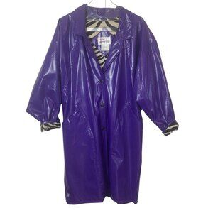Vintage Kenn Sporn Wippette Womens Vinyl Raincoat S Purple 80s New Wave Oversize